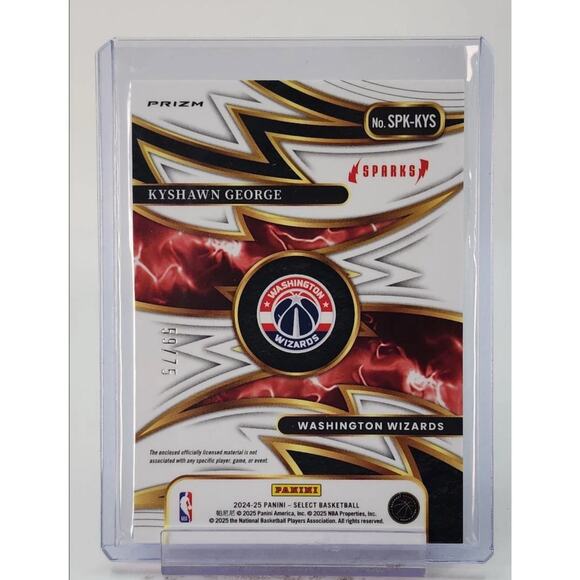 KYSHAWN GEORGE 2024-25 SELECT ROOKIE SPARKS BLUE PRIZM PATCH RC /75 Q0829 - Picture 2 of 2